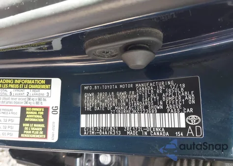 2019 Toyota Corolla Le z USA, uszkodzony, nr VIN 2T1BURHE3KC223689